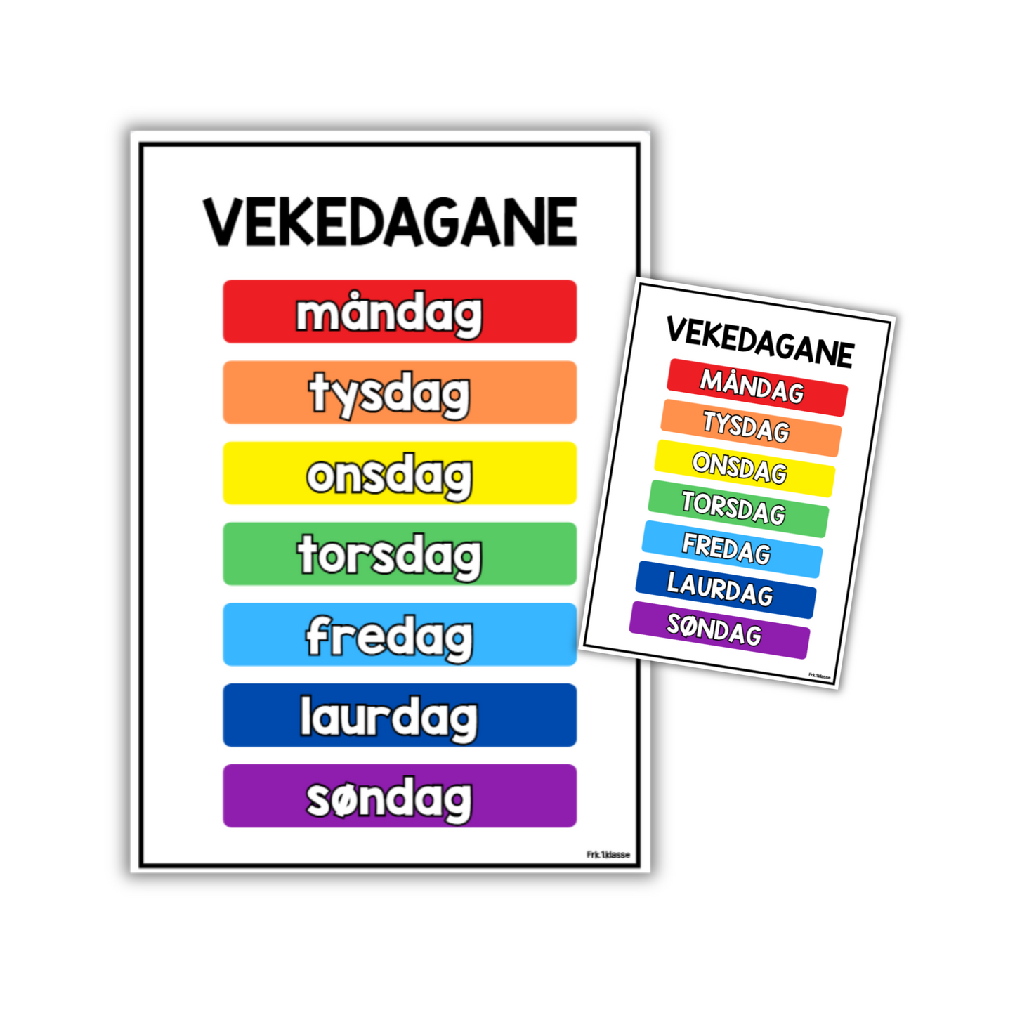 Ukedagene | Plakat A3/A4 | KLASSISK REGNBUE | NYNORSK