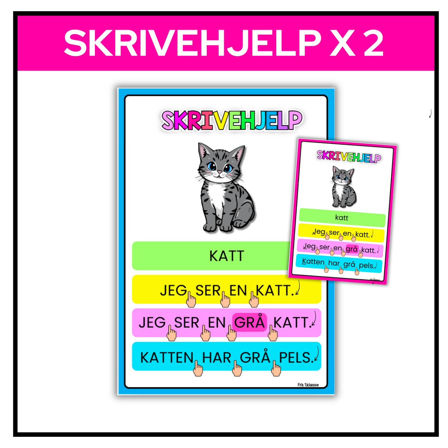 Skrivehjelp | To varianter | Store og små bokstaver | A4