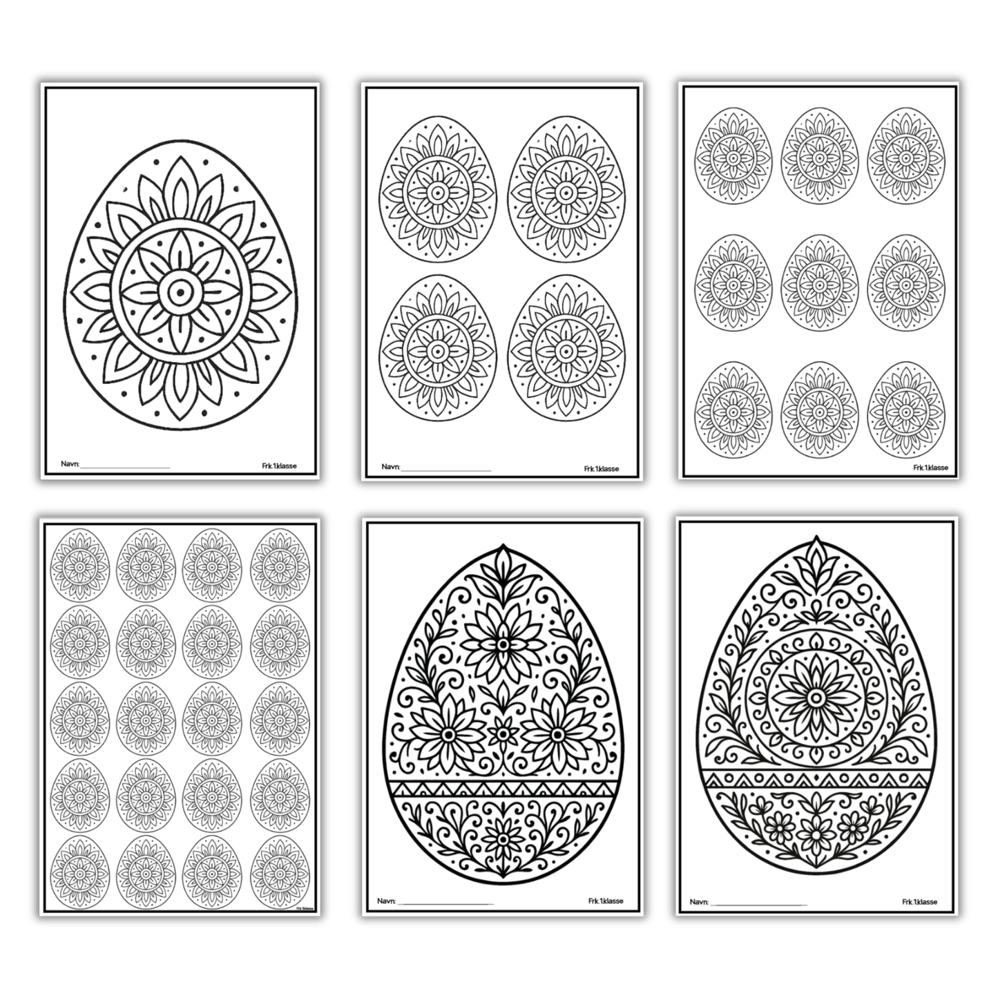Mandala-påskeegg | 6 fargeleggingsark
