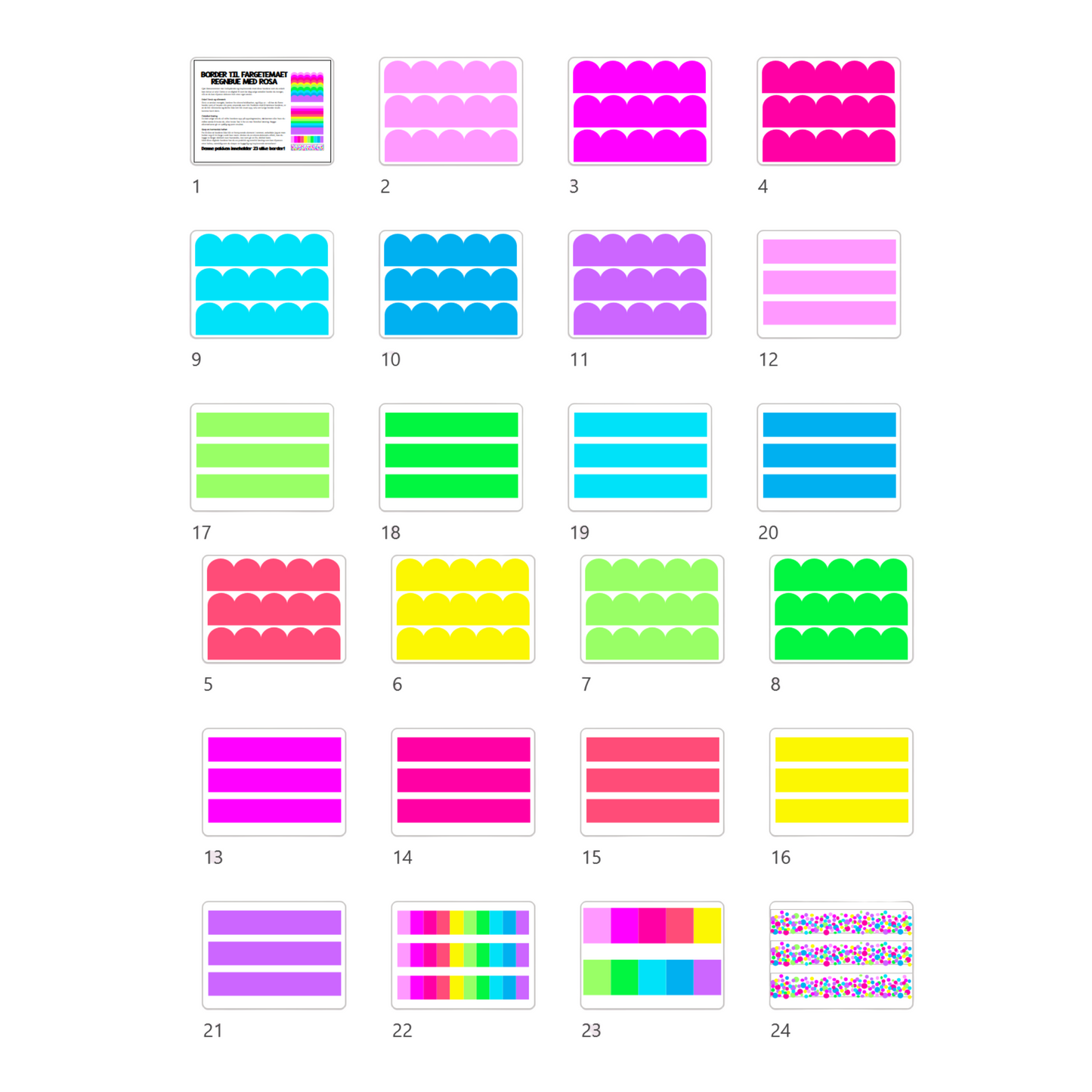 Border | MEGAPAKKE | REGNBUE MED ROSA