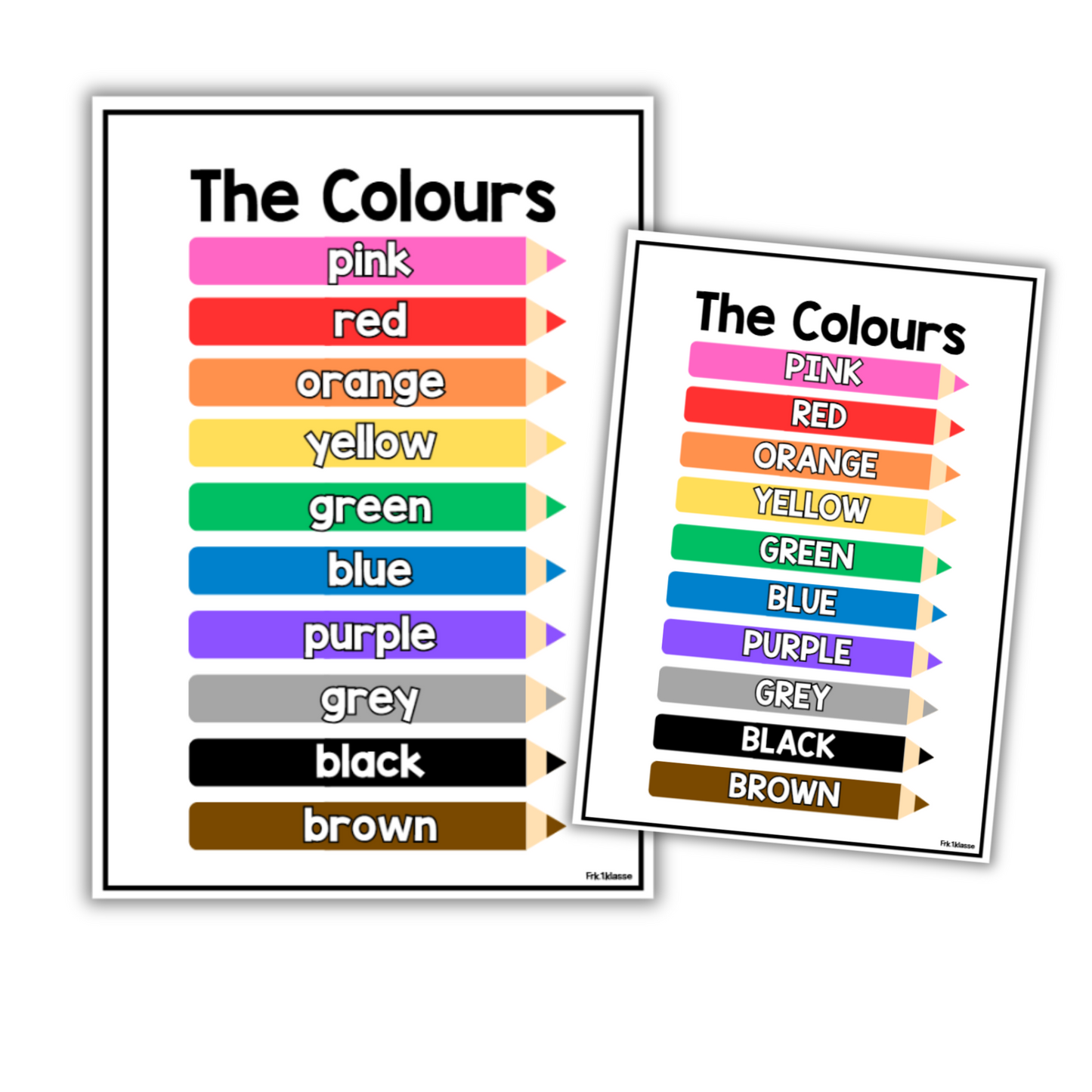 The Colours | Fargene på engelsk | Plakat A3/A4 | KLASSISK REGNBUE