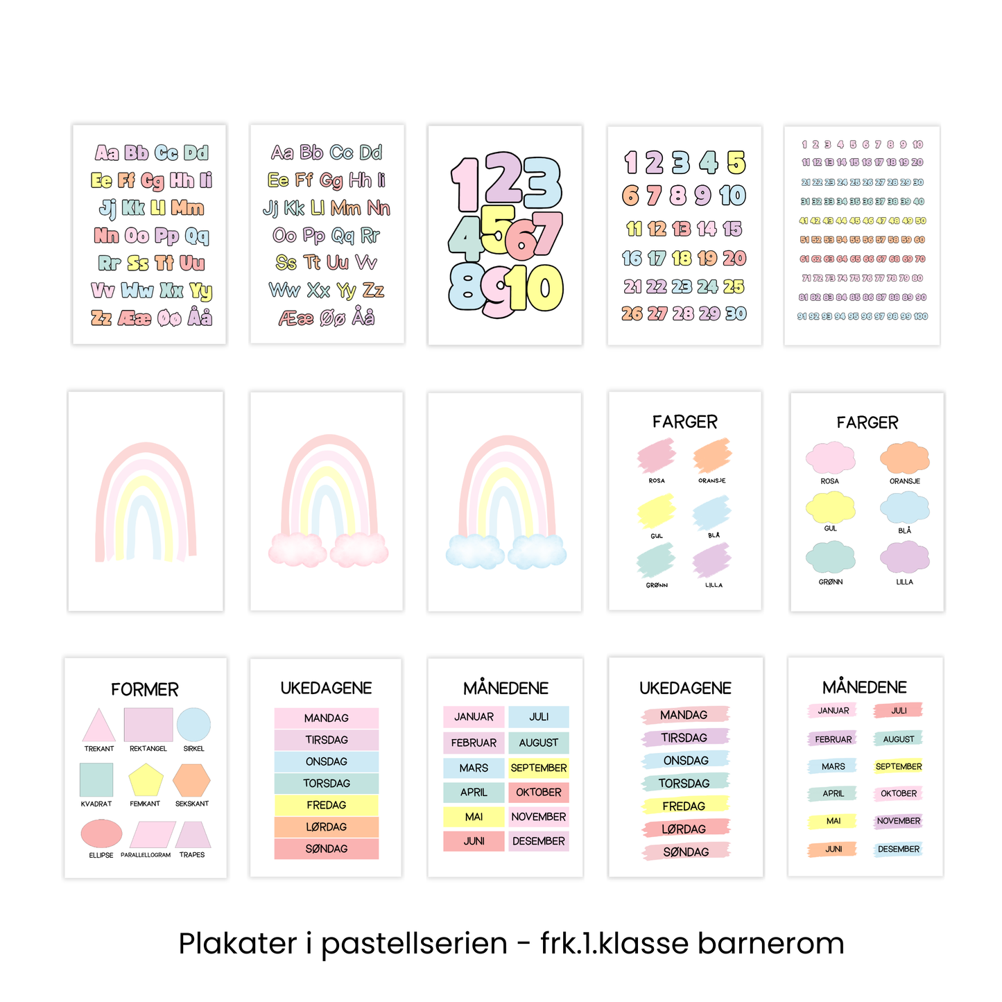 Plakat av alle produkter i pastellserien