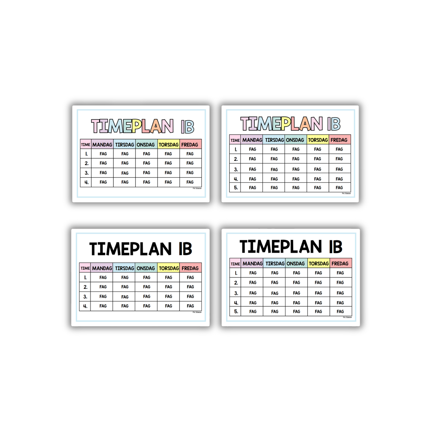 Timeplan | Redigerbar | PASTELL