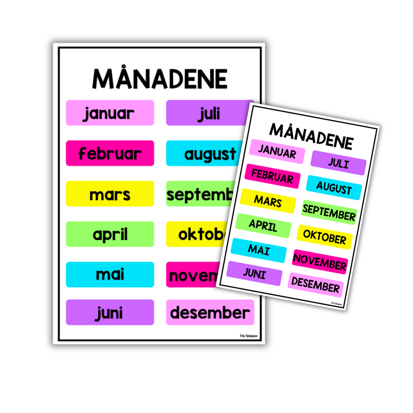 Månedene | Plakat A3/A4 | REGNBUE MED ROSA | NYNORSK