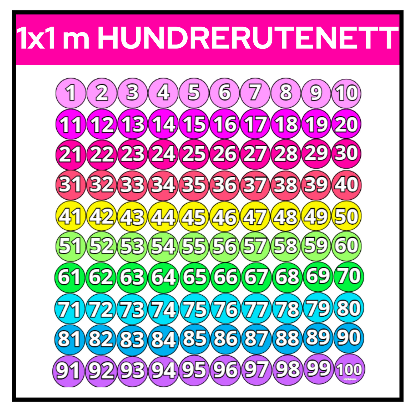 Hundrerutenett | Stort ca 1x1 m |Sirkler | REGNBUE MED ROSA