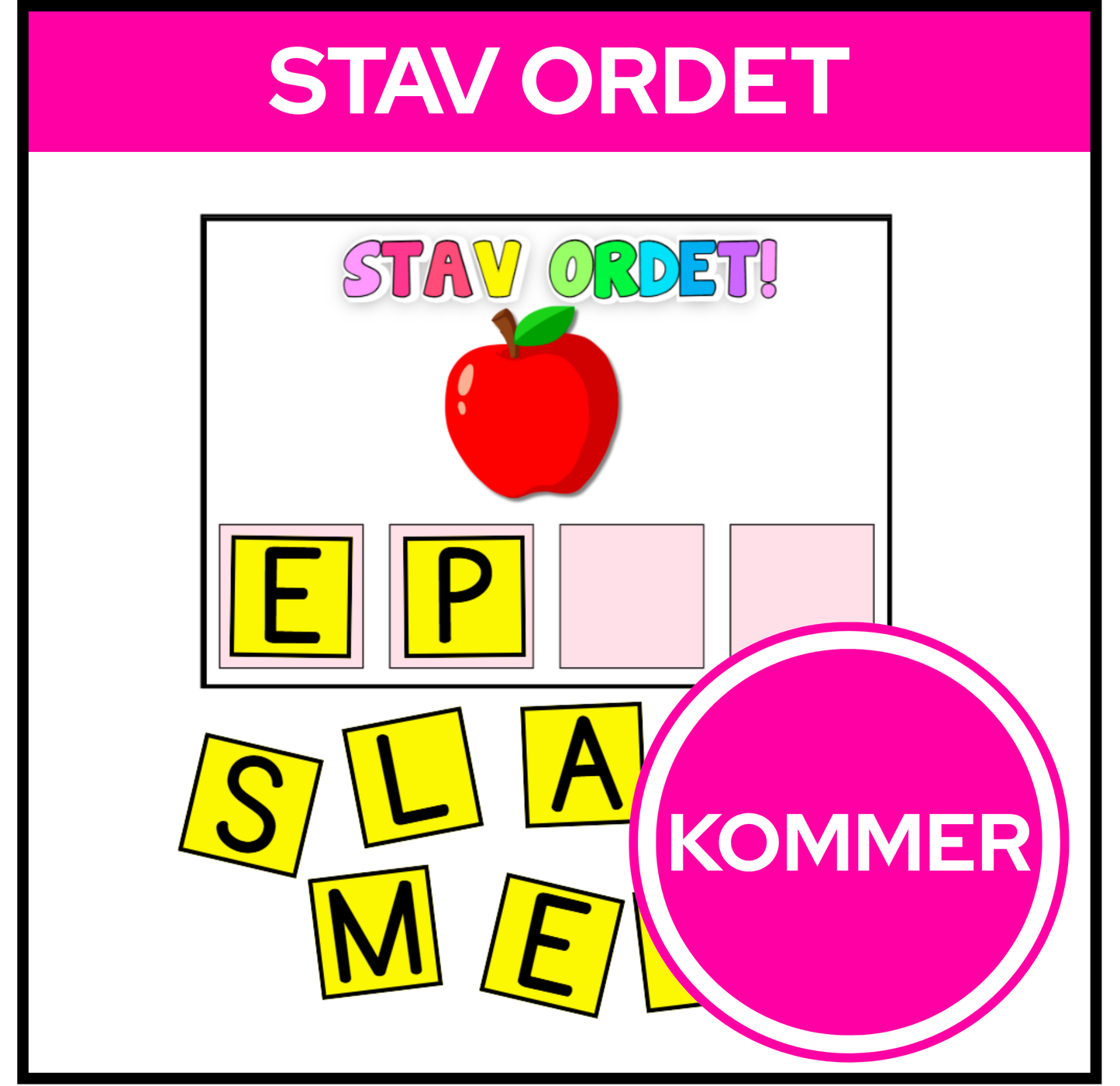 Stav ordet | Morsom aktivitet med spillbrett og bokstaver | KOMMER