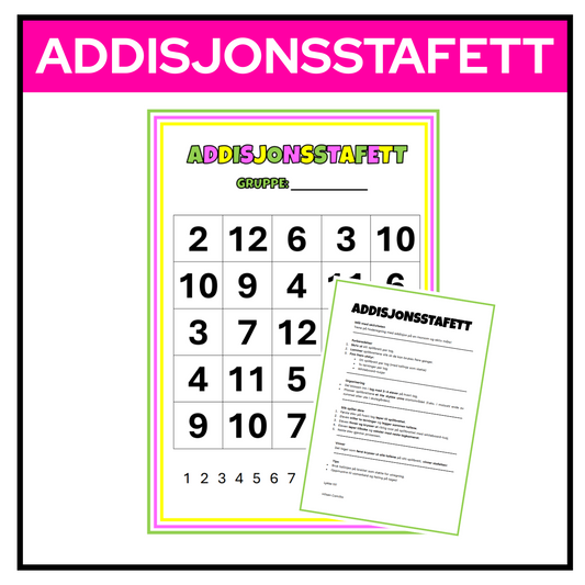 Addisjonsstafett | Spillbrett med visuell støtte