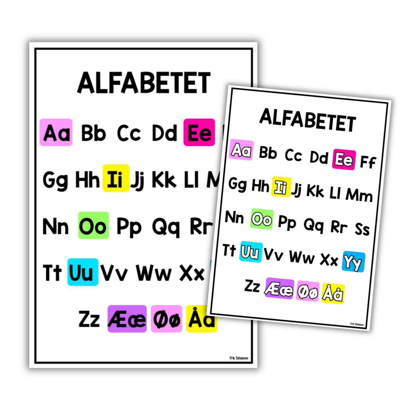 Alfabetplakater | To varianter | A3/A4 | REGNBUE MED ROSA