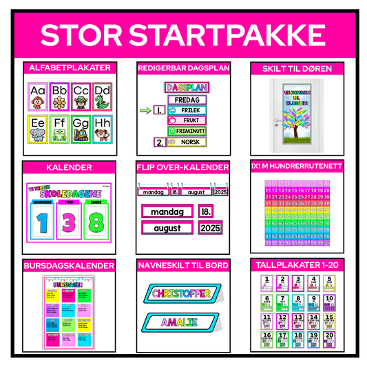 Stor startpakke klasserom | REGNBUE MED ROSA | BOKMÅL