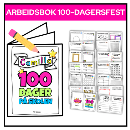 100-dagersfest | FANTASTISK arbeidsbok | 26 OPPGAVER!