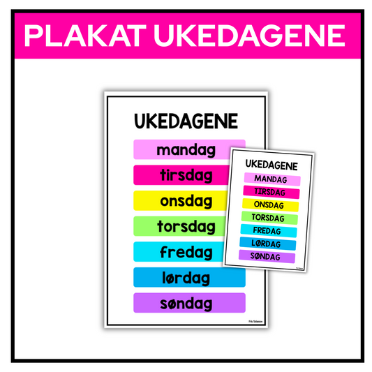 Ukedagene | Plakat A3/A4 | REGNBUE MED ROSA