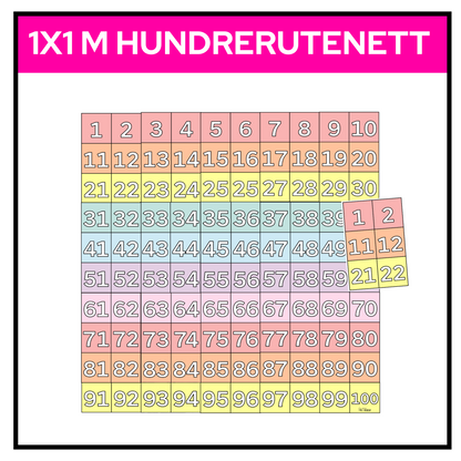 Hundrerutenett | STORT (ca 1x1 m) til vegg | PASTELL