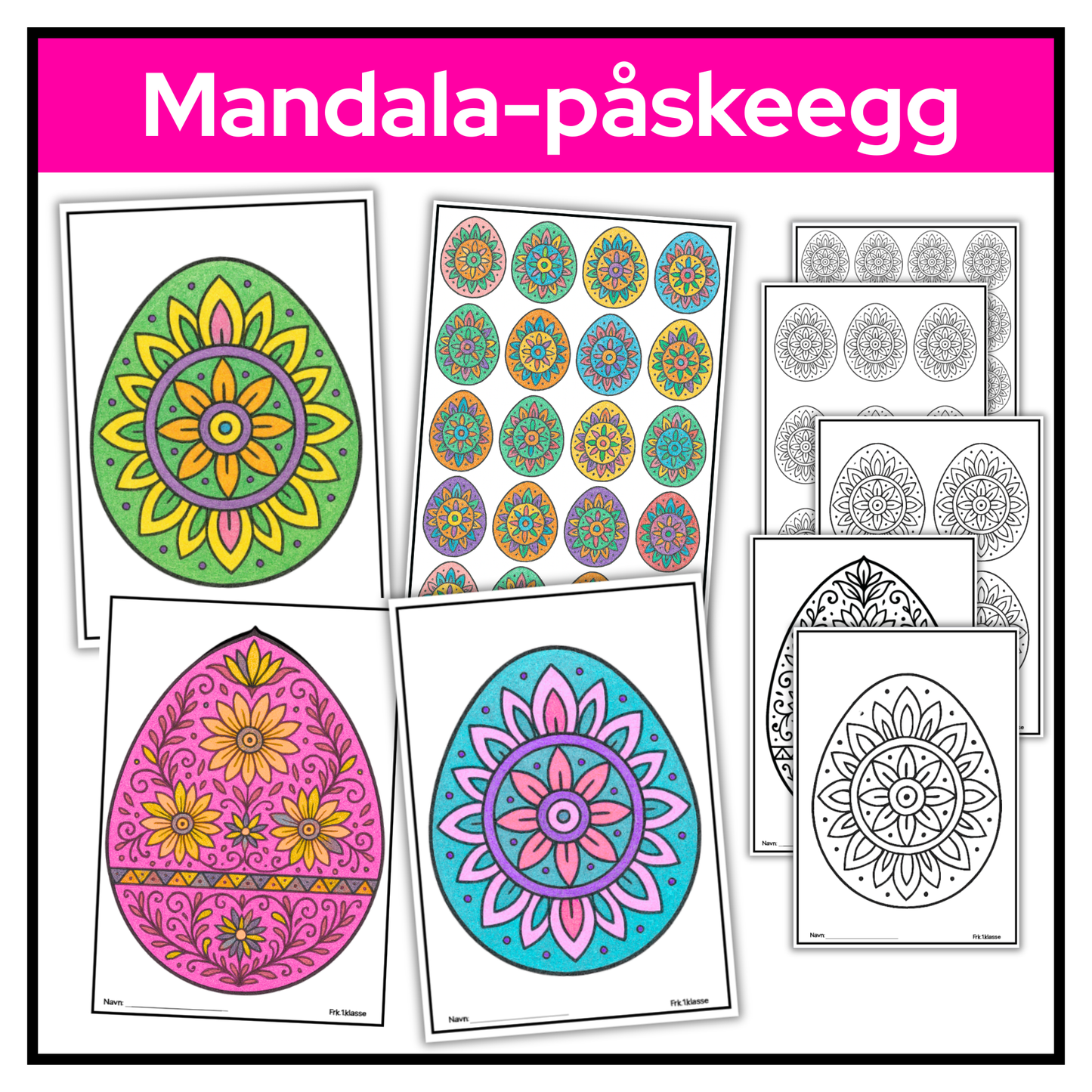 Mandala-påskeegg | 6 fargeleggingsark