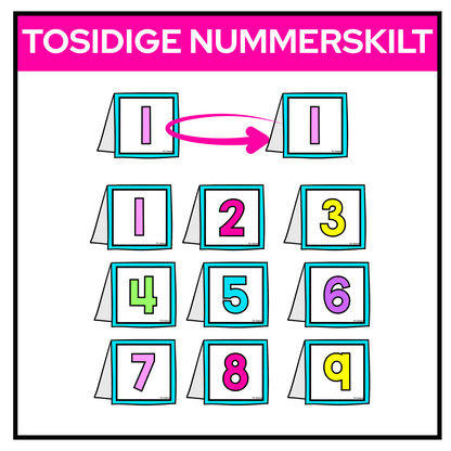 Nummerskilt til bord | TOSIDIG | REGNBUE MED ROSA