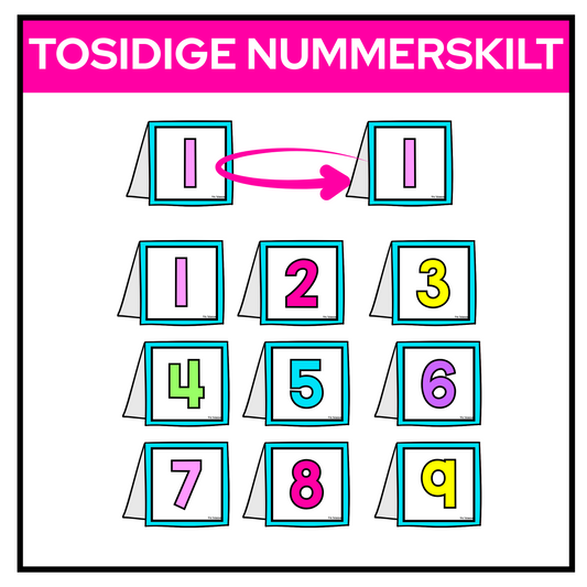 Nummerskilt til bord | TOSIDIG | REGNBUE MED ROSA