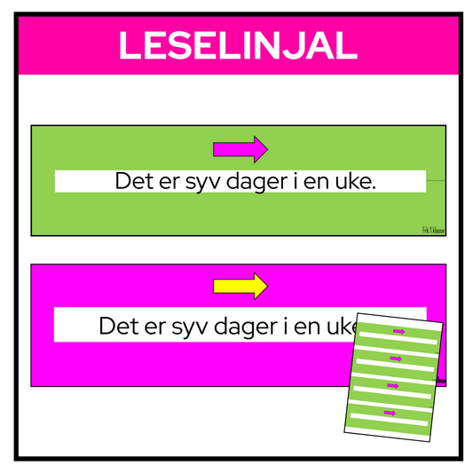 Leselinjal regnbueserien (med rosa) | To størrelser