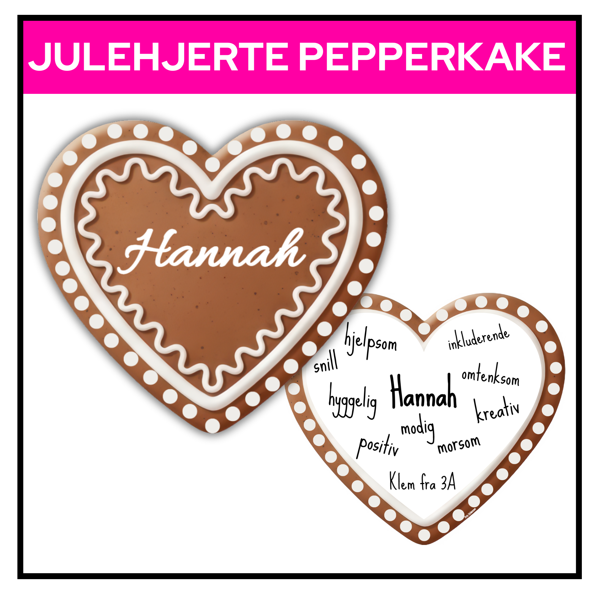 Julehjerte | Pepperkake med hvit "glasur"
