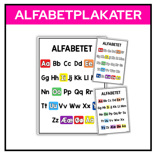 Alfabetplakater | Tre varianter | A3/A4 | KLASSISK REGNBUE