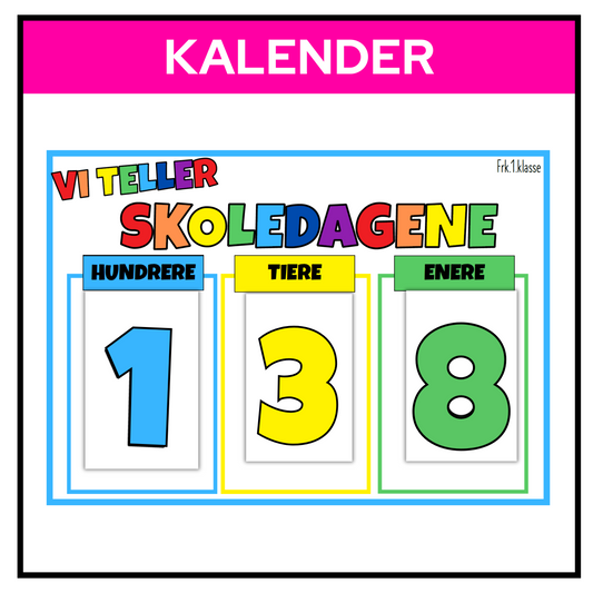 Kalender til å telle skoledagene | KLASSISK REGNBUE