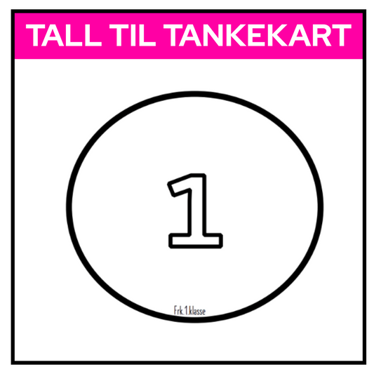 Tallet 1 til tankekart med utskjærbare tall 1–9. 