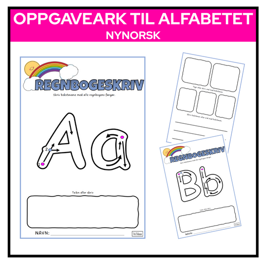 Bokstavark til hele alfabetet | Tosidig | NYNORSK