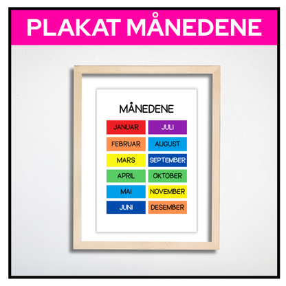 Månedene i bokser | A3/A4 | KLASSISK REGNBUE