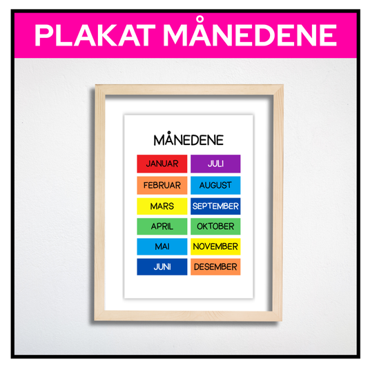 Månedene i bokser | A3/A4 | KLASSISK REGNBUE