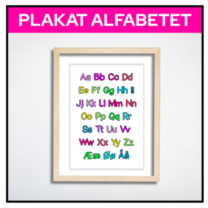 Alfabetplakat med tynn font innrammet