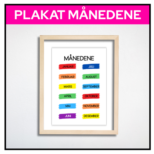 Månedene i penselstrøk | A3/A4 | KLASSISK REGNBUE