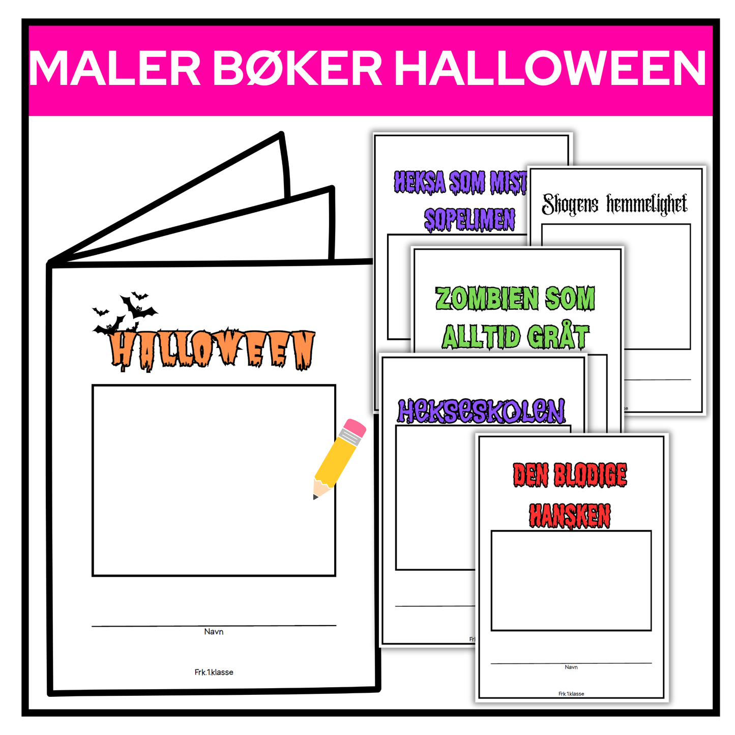 Halloween-minibøker | La elevene lage egne bøker | 45 kreative titler | 135 skrivestartere (6-16 år)