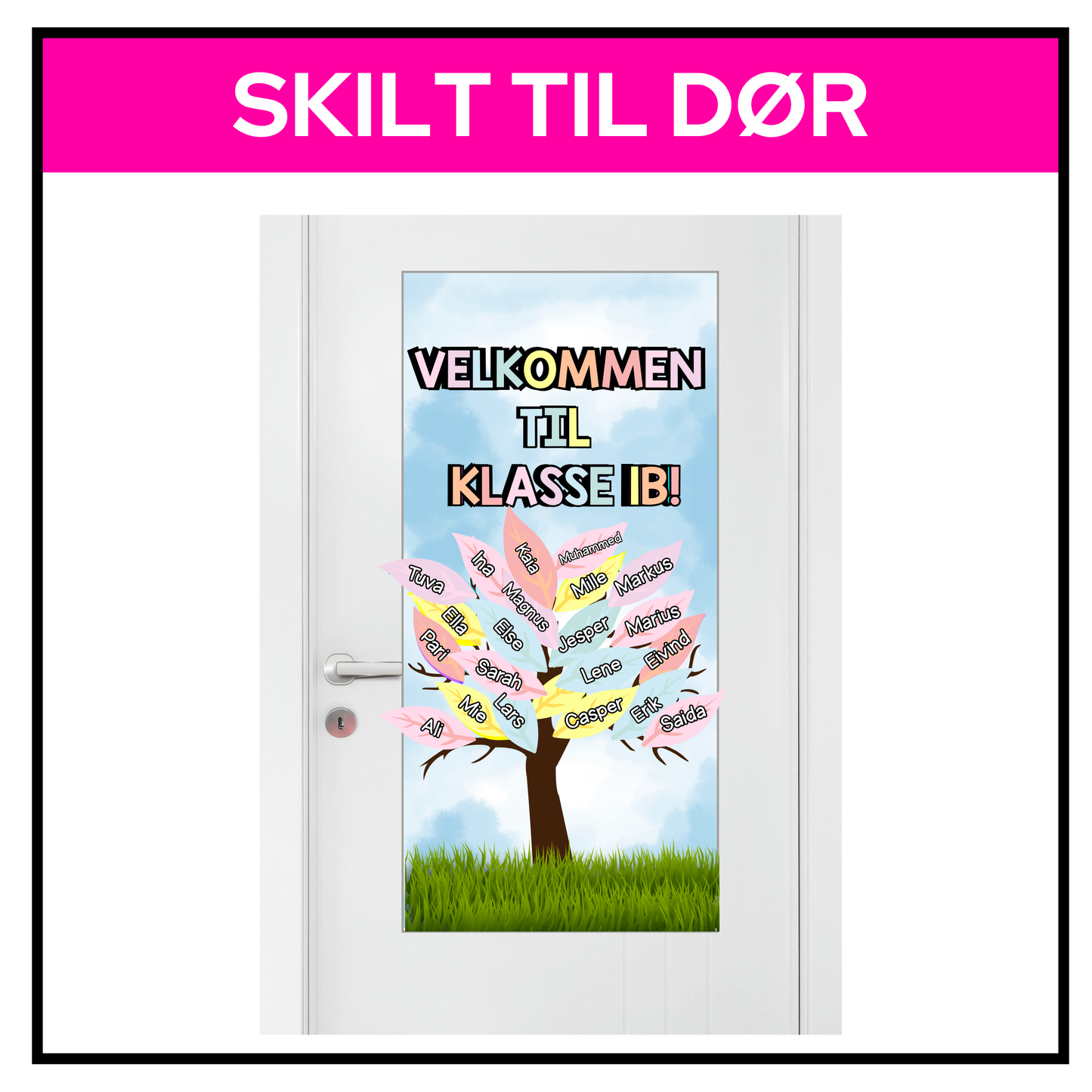 Velkommen-skilt til dør | A3 | Redigerbart | PASTELL