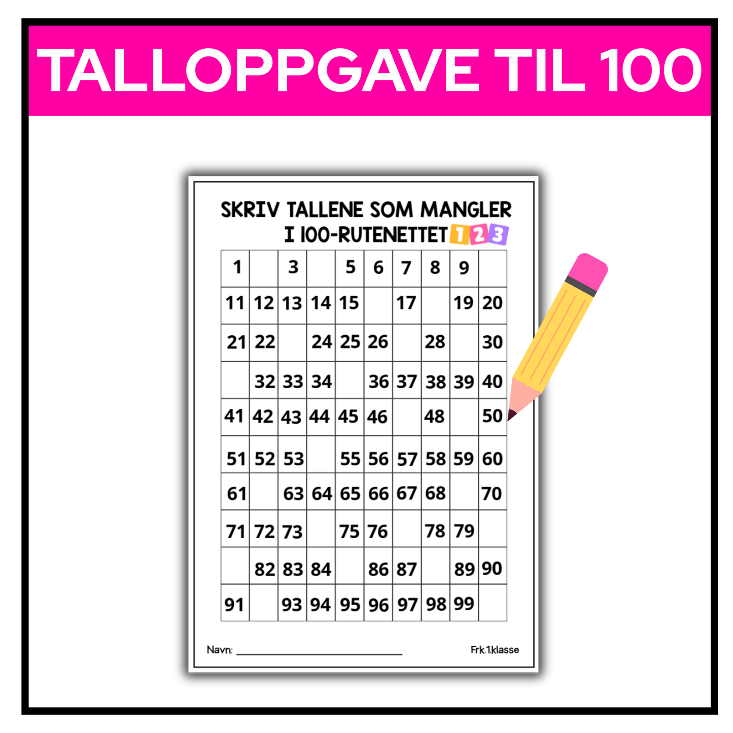 100-dagersfest | Arbeidsark | Talloppgave til 100 | Fullfør hudrernettet