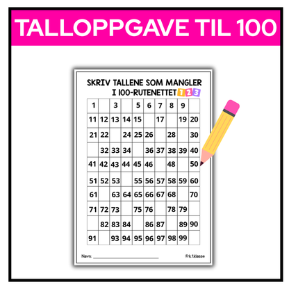 100-dagersfest | Arbeidsark | Talloppgave til 100 | Fullfør hudrernettet
