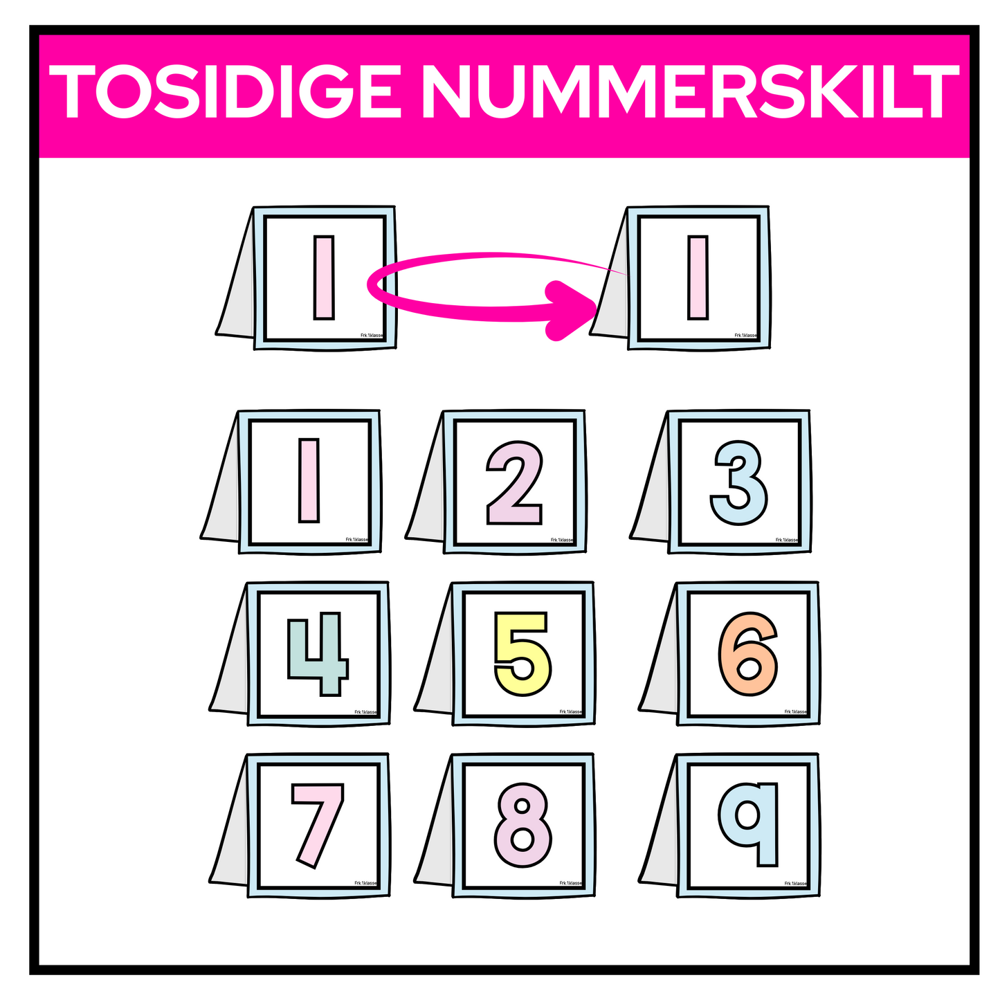 Nummerskilt til bord | TOSIDIG | PASTELL