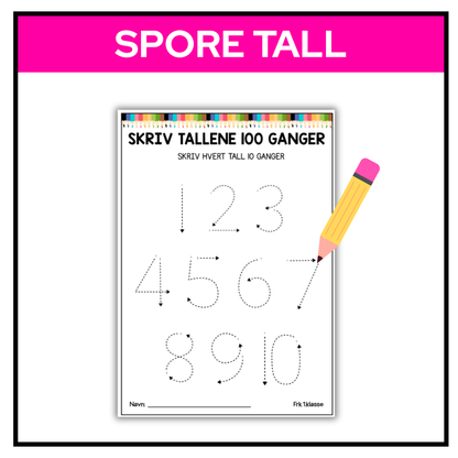 100-dagersfest | Arbeidsark |Sporing av tallene 1–10