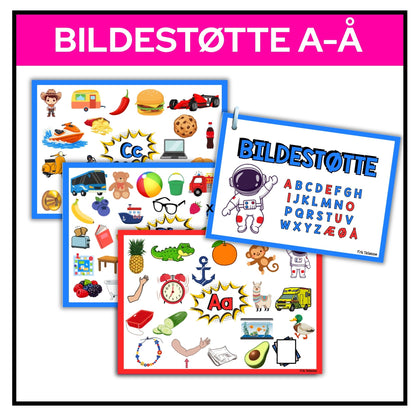 Bildestøtte A-Å |  Visuell støtte vokal/konsonant | Megapakke | Bokmål