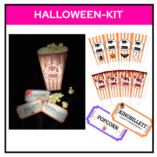 Halloween-kit | Popcornbegre og billetter | Flere varianter