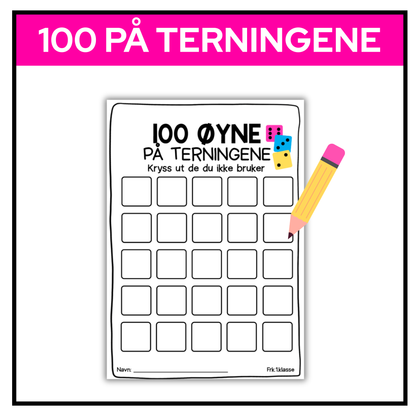100-dagersfest | Arbeidsark | 100 øyne på terningene