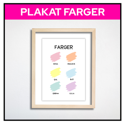 Plakat med pastellfarger i malingsstrøk innrammet
