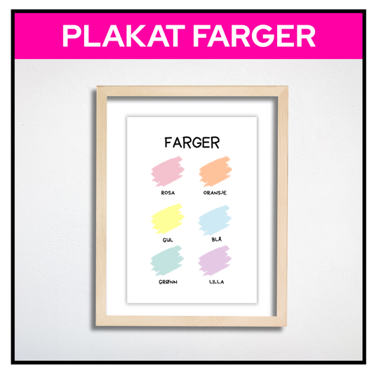 Plakat med pastellfarger i malingsstrøk innrammet
