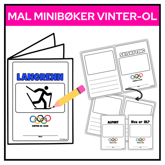 30 maler til minibøker om vinter-OL 2026  –  skriv ut og bruk!!