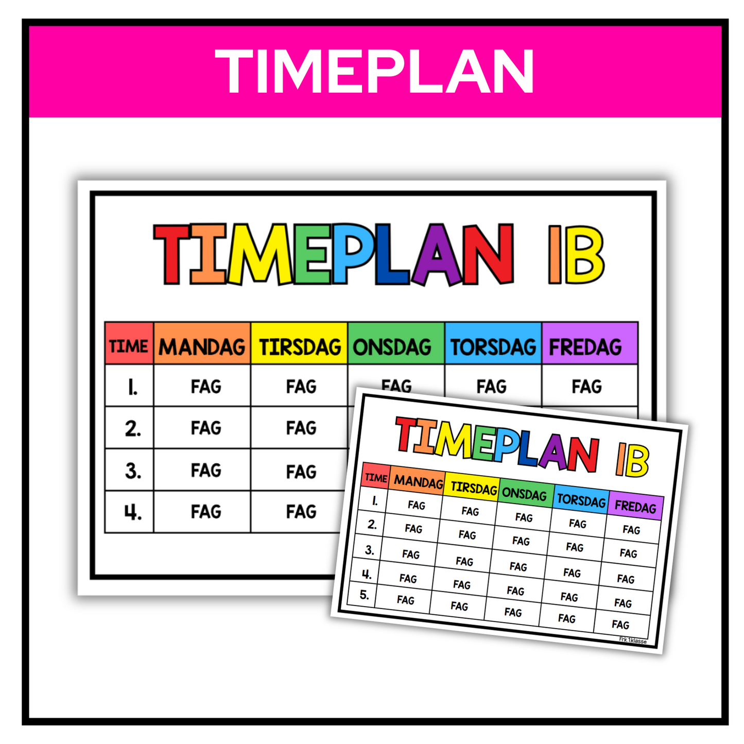 Timeplan | Redigerbar | KLASSISK REGNBUE