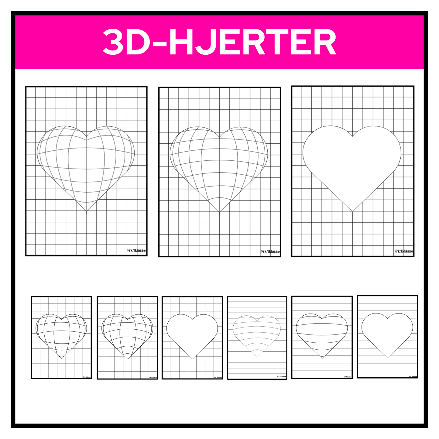 3D‑hjerter – fargelegg, tegn og skap magiske optiske illusjoner!