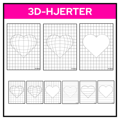 3D‑hjerter – fargelegg, tegn og skap magiske optiske illusjoner!
