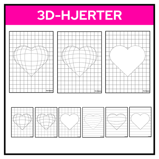 3D‑hjerter – fargelegg, tegn og skap magiske optiske illusjoner!