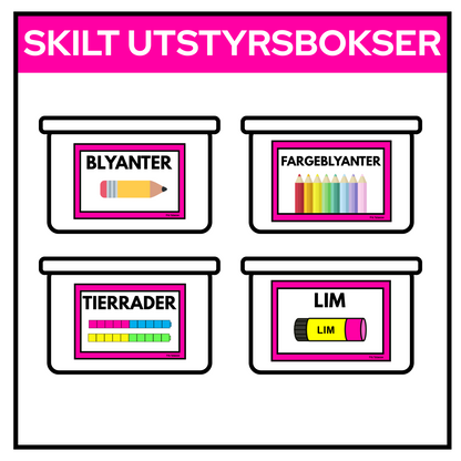 Skilt til bokser | UTSTYR | REDIGERBAR | REGNBUE MED ROSA