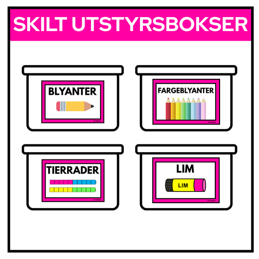 Skilt til bokser | UTSTYR | REDIGERBAR | REGNBUE MED ROSA