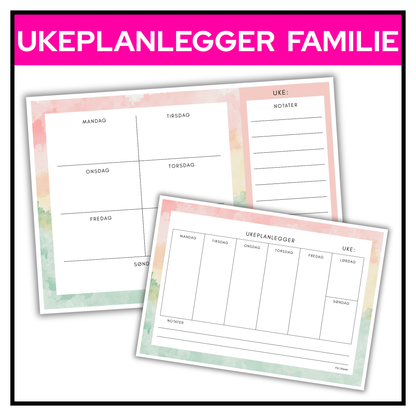 Ukeplanlegger familie | Flere varianter | Abstrakt pastell