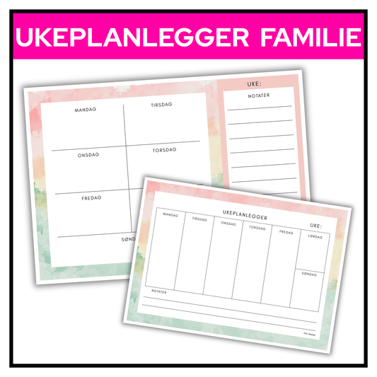 Ukeplanlegger familie | Flere varianter | Abstrakt pastell