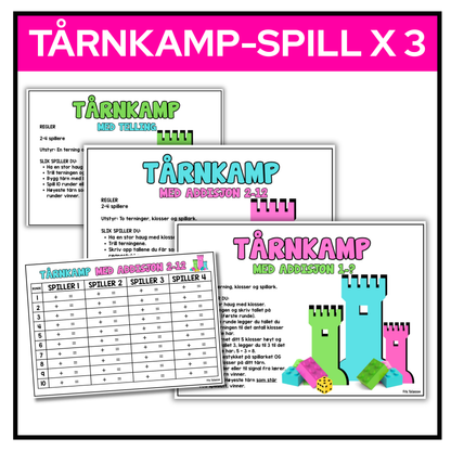 Tårnkamp | Spill med telling og addisjon | Tre varianter